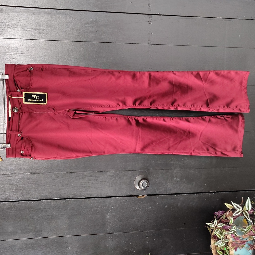 🍒 Angelo Marani Luxury Italian Satin Pants. Size 46 (14) tall. New with tags!